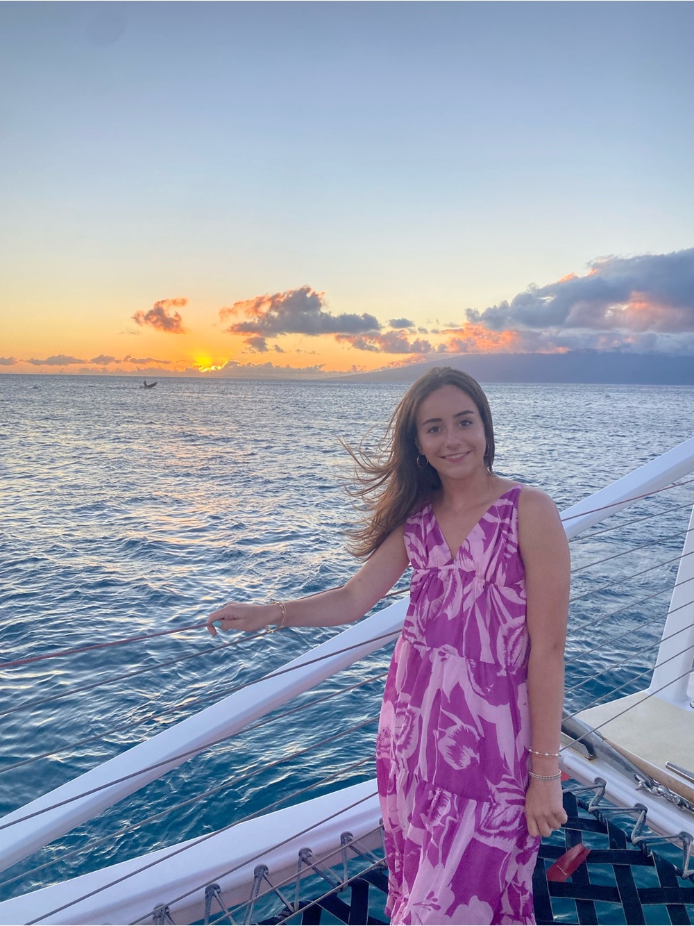 Bright Pink Tropical Print Maxi Dress